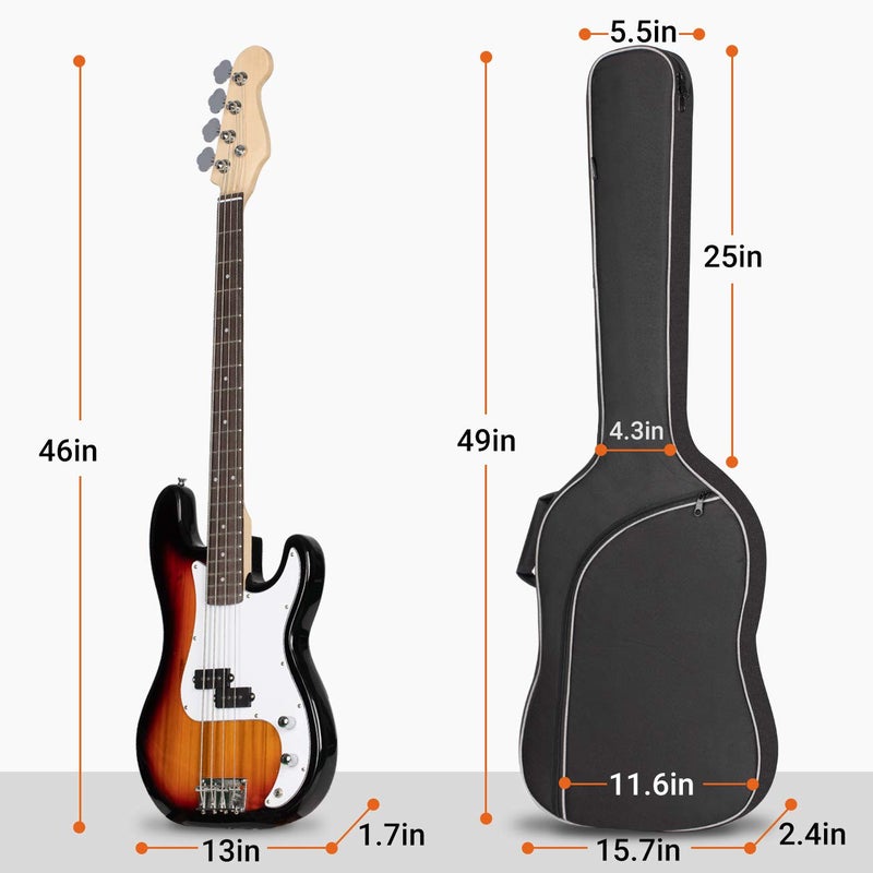 CAHAYA Bass Guitar Bag Gig Bag Backpack Padded Soft Case 0.3 in Padding Lightweight Black Electric Bass Case CY0202 - Image 2